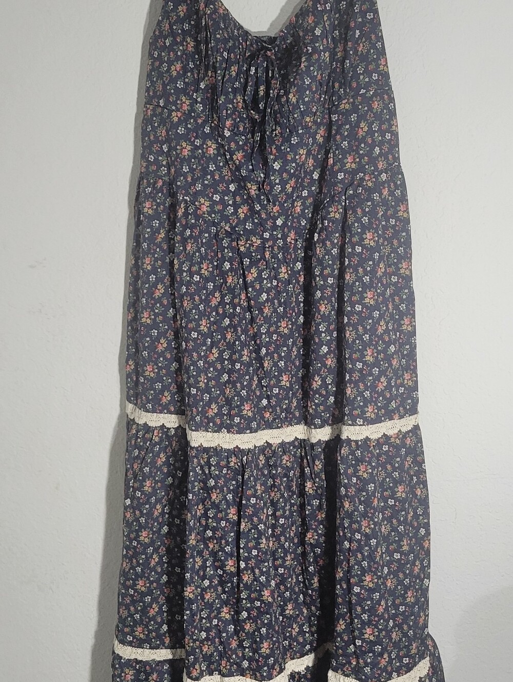 Cider Navy Floral Maxi Dress with Cream Lace New XL - Picture 2 of 7